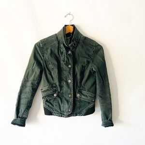 Free People Size 4 Gray Black Moto Jacket